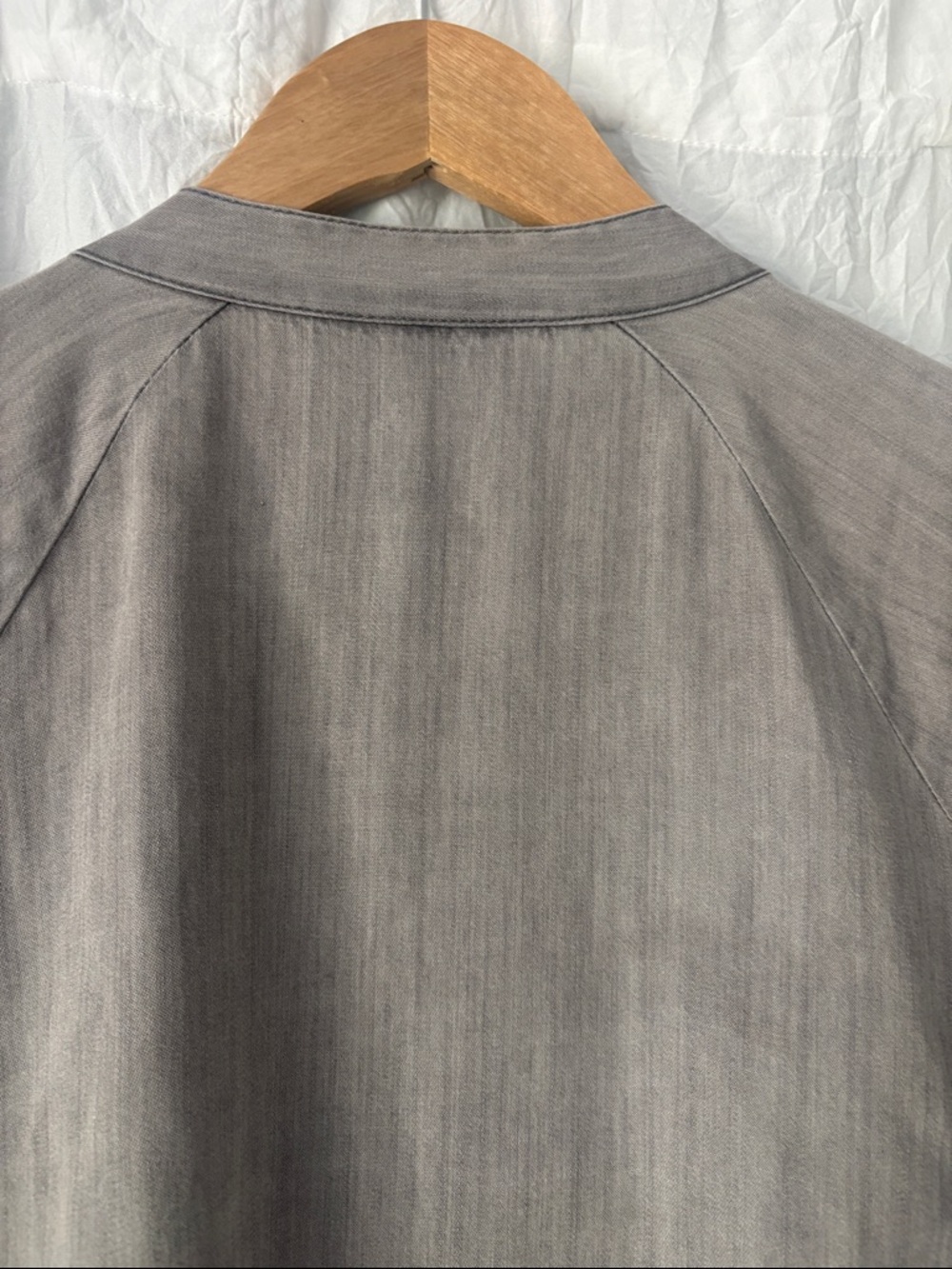 Thread & Supply Frayed-Hem Button Front Blouse in Gray - Picture 11 of 13